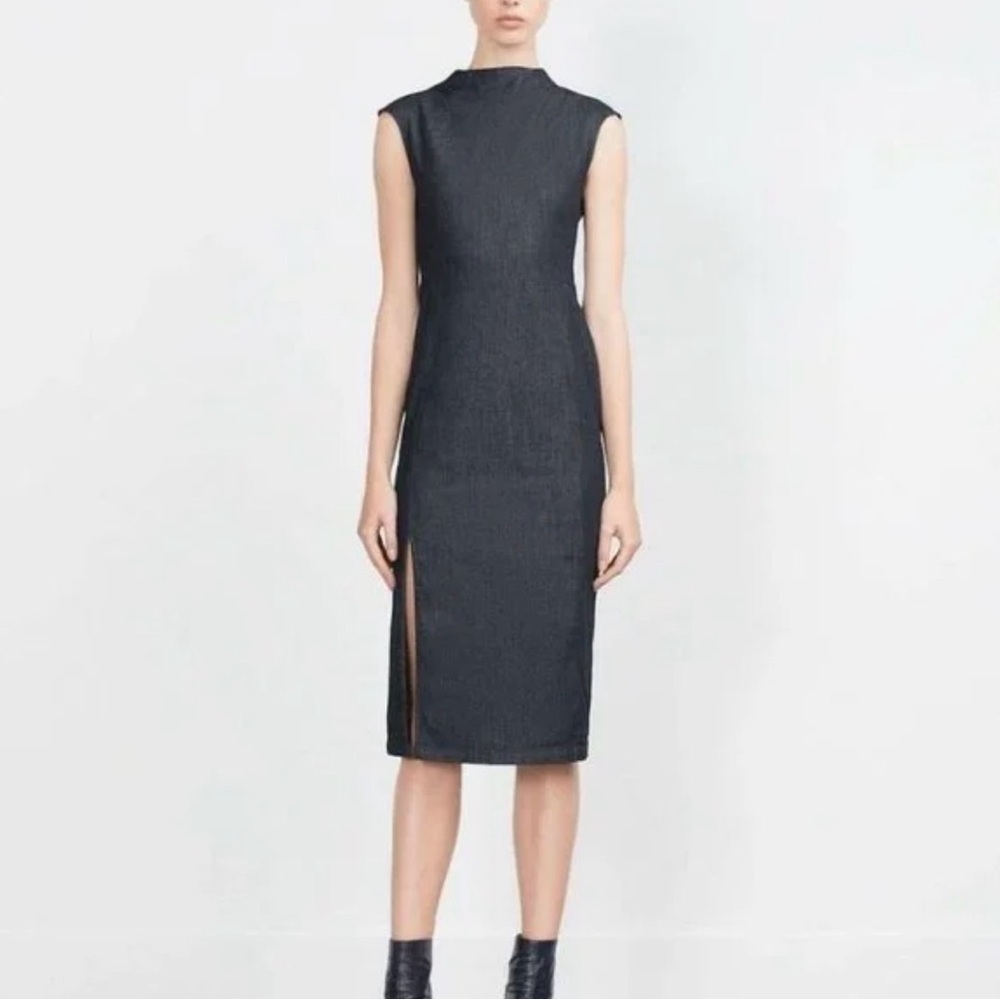 NWT Zara denim sleeveless midi dress in a dusty blue color Size Small​